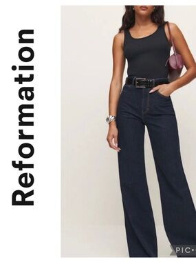 Reformation Ribbed Basic Minimal Staple Tank Black Sz Medium